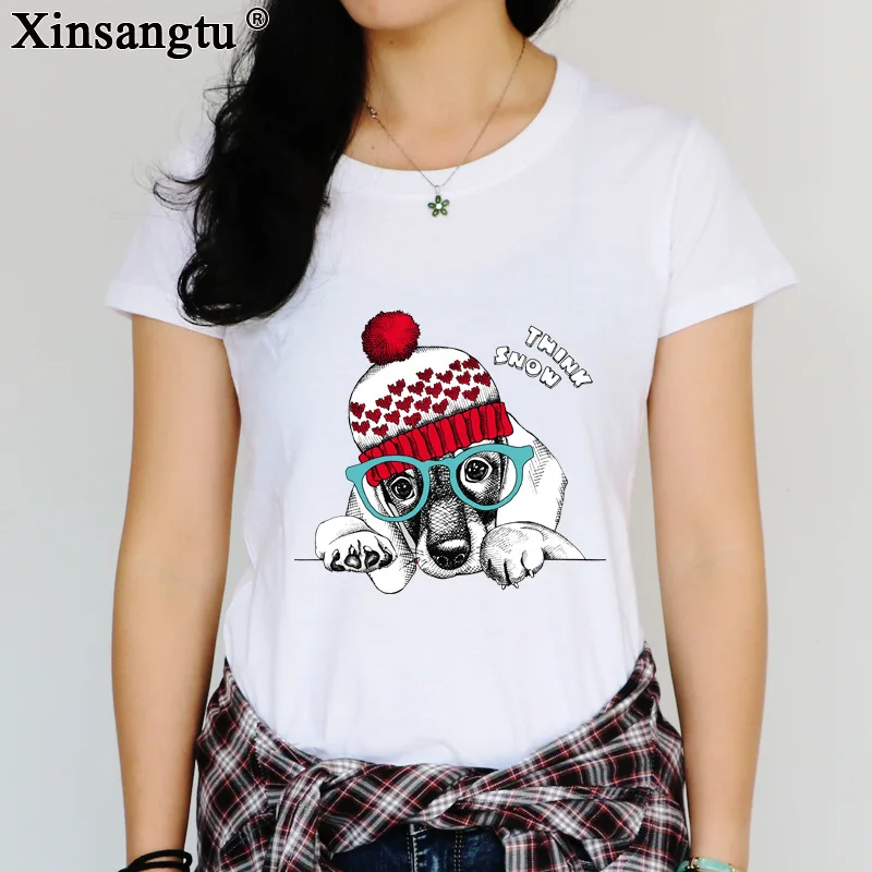 Women T Shirts Printed Wear a Christmas hat dog Design 2017 Spring Summer New Tees Short Sleeve T-Shirts Hot tops women T-shirts
Women T Shirts Printed Wear a Christmas hat dog Design 2017 Spring Summer New Tees Short Sleeve T-Shirts Hot tops women T-shirts