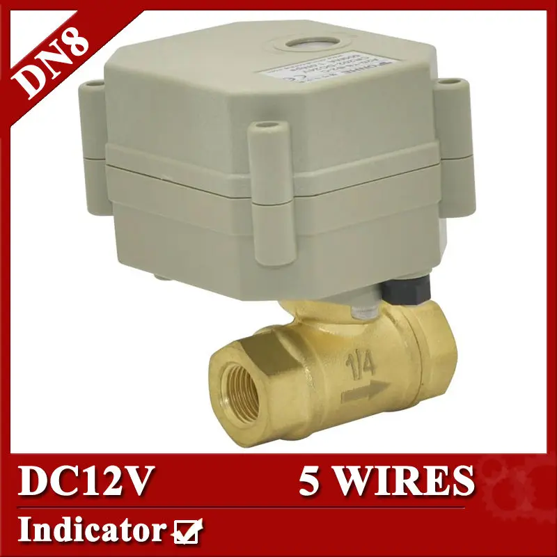 1/4" DC12V motorized valve 2 way, DN8 electric actuator valve 5 wires(CR501)with indicator for water heating
1/4" DC12V motorized valve 2 way, DN8 electric actuator valve 5 wires(CR501)with indicator for water heating