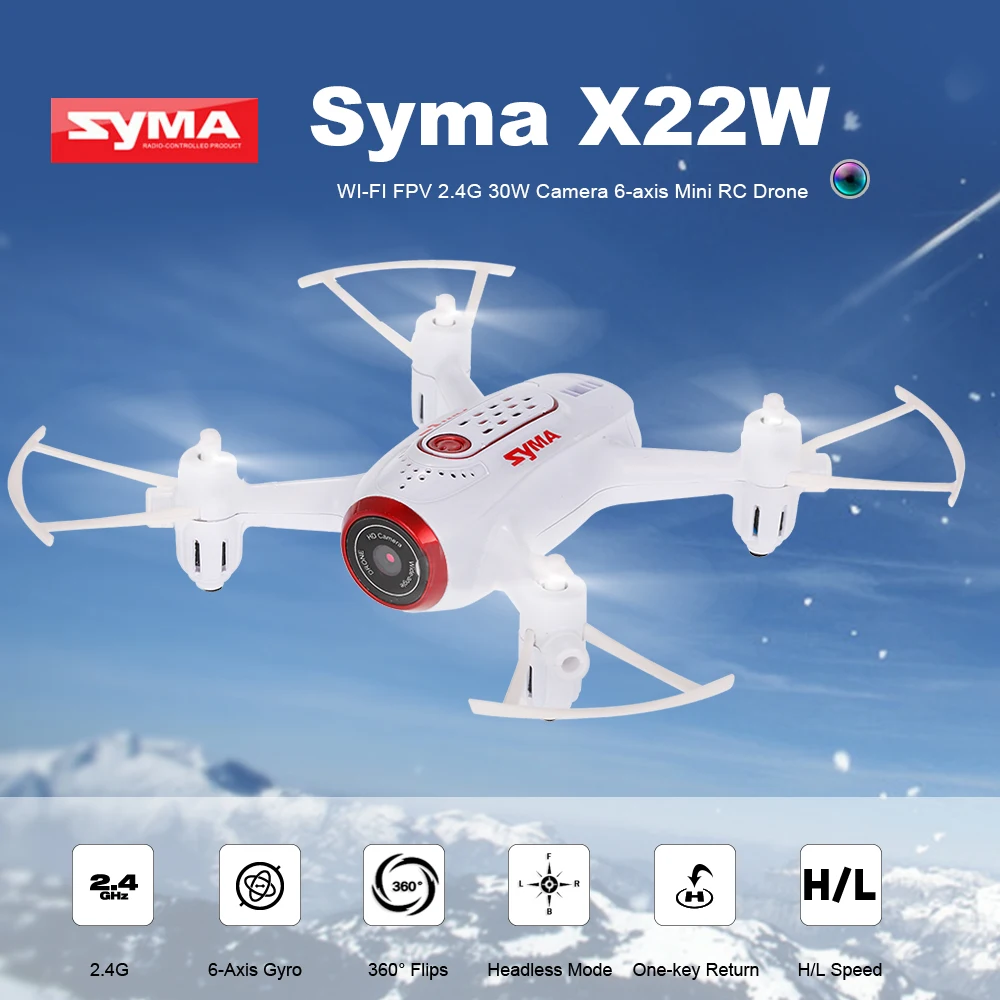 

Syma X22W Wi-Fi FPV 0.3MP Camera Drone Selfie Mini Drone 2.4G 4CH 6-Axis Aircraft Altitude Hold RC Quadcopter RTF Dron