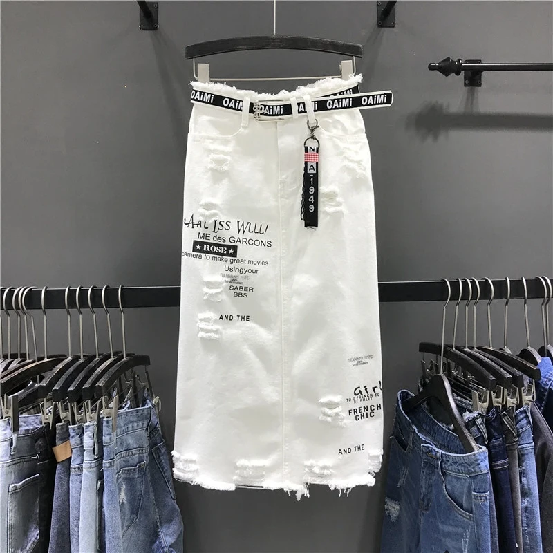 New High Waist Women skirt Summer Office Lady Fashion Casual High Waist jeans skirts letter hole White package hip Denim Skirt
New High Waist Women skirt Summer Office Lady Fashion Casual High Waist jeans skirts letter hole White package hip Denim Skirt