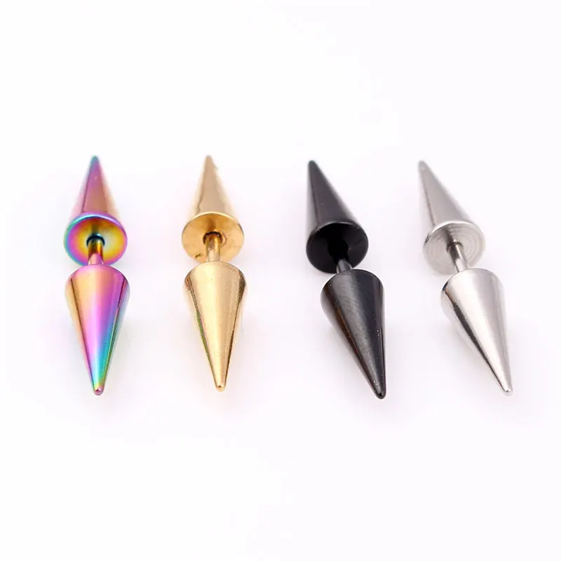Fashion Women Men Double Spike Earrings Silver Gold Black Titanium Steel Nail Spike Stud Earrings Ear Brincos Piercing Jewelry
Fashion Women Men Double Spike Earrings Silver Gold Black Titanium Steel Nail Spike Stud Earrings Ear Brincos Piercing Jewelry