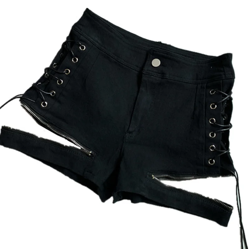 Punk Gothic Sexy Shorts Women Hollow Out Lace-Up Zipper Low Waist Slim Black Shorts Clubwear Shorts Female Fashion
Punk Gothic Sexy Shorts Women Hollow Out Lace-Up Zipper Low Waist Slim Black Shorts Clubwear Shorts Female Fashion