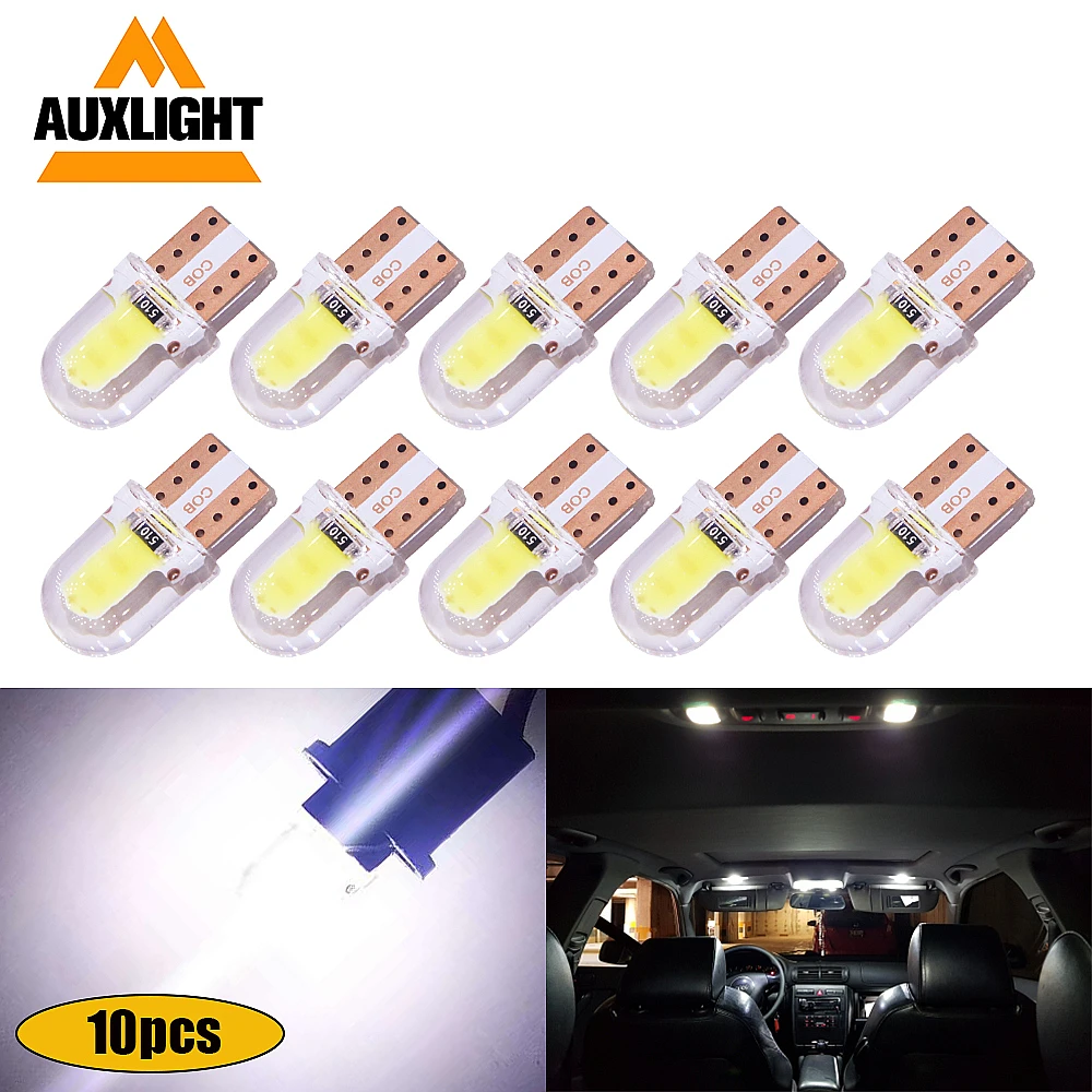 10Pcs T10 W5W LEDs 194 501 Auto 4 Chips COB Silica Gel Car Interior Wedge Door Instrument Side Bulb Lamp DC 12V 
10Pcs T10 W5W LEDs 194 501 Auto 4 Chips COB Silica Gel Car Interior Wedge Door Instrument Side Bulb Lamp DC 12V