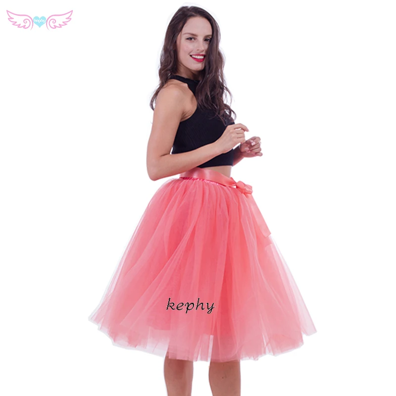 Kephy 7 слоев Тюлевая юбка плиссированные юбки-пачки Женская Нижняя в стиле