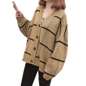 2018 New Brand Spring Women Batwing Sleeve Loose Knitted Sweater Cardigan Korean Female V-neck Plaid Knitwear Open Stitch F816
2018 New Brand Spring Women Batwing Sleeve Loose Knitted Sweater Cardigan Korean Female V-neck Plaid Knitwear Open Stitch F816