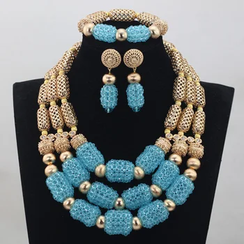 Trendy 3 rows Crystal Beads Jewelry Sets new African Wedding Gold Mix Blue Necklace African Accessory Free Shipping ABH051
Trendy 3 rows Crystal Beads Jewelry Sets new African Wedding Gold Mix Blue Necklace African Accessory Free Shipping ABH051