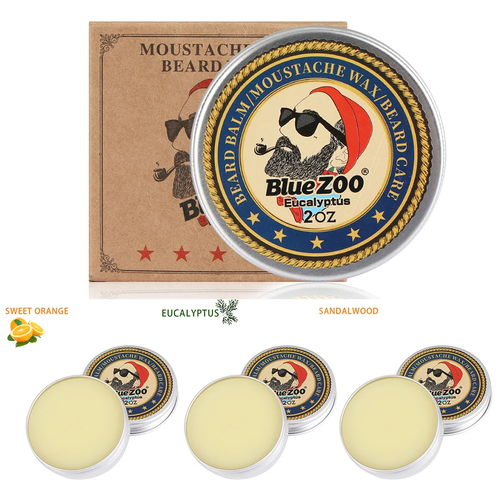 

Blue ZOO 100% Moustache Cream Balm Moisturizing Sweet Orange Sandalwood Eucalyptus Healthy Organic Beard Wax