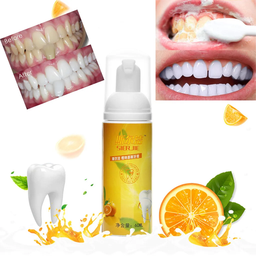 60ml Foam Toothpaste Deep Cleansing Toothpaste Liquid Orange natural intensive stain remover whitening toothpaste Fresh breath
60ml Foam Toothpaste Deep Cleansing Toothpaste Liquid Orange natural intensive stain remover whitening toothpaste Fresh breath