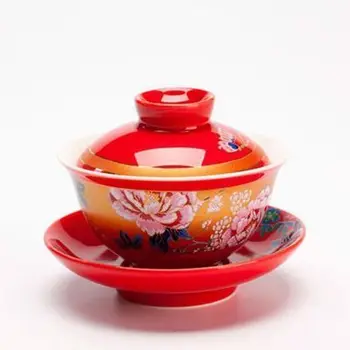 Chinese traditional antique red wedding ceramic tea bowl cup tray Kungfu tea set tureen gaiwan porcelain marry newlywed gift
Chinese traditional antique red wedding ceramic tea bowl cup tray Kungfu tea set tureen gaiwan porcelain marry newlywed gift