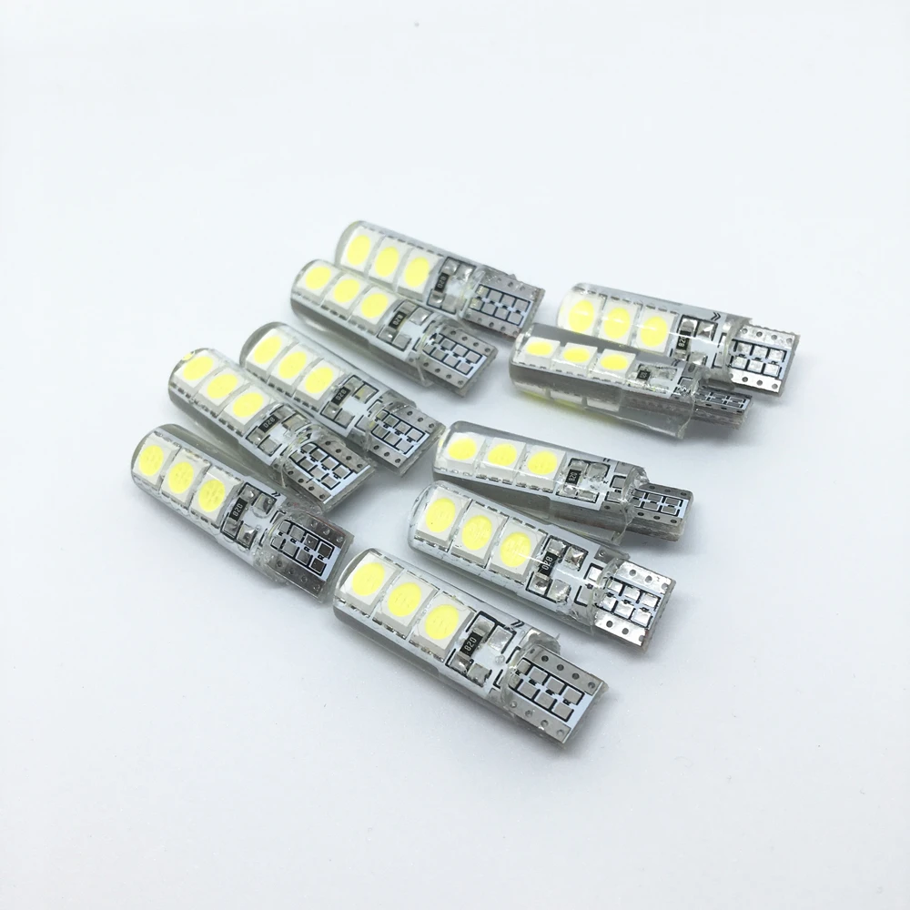 10 шт. T10 W5W светодиодный SMD Светодиодная силиконовая оболочка купольная лампа для