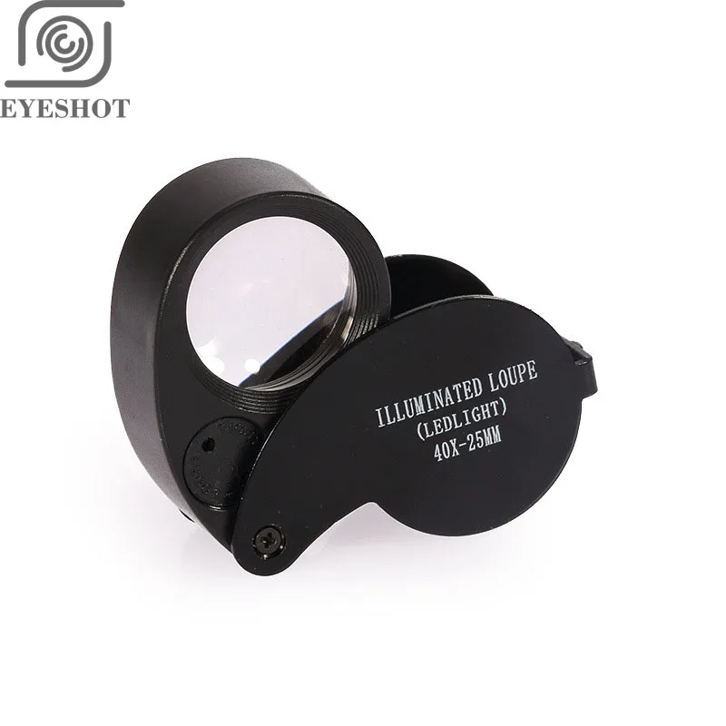 High quality 40x 6-shaped 25mm Lens Jewelry Magnifier Illuminated Loupe with 2 LED light
High quality 40x 6-shaped 25mm Lens Jewelry Magnifier Illuminated Loupe with 2 LED light