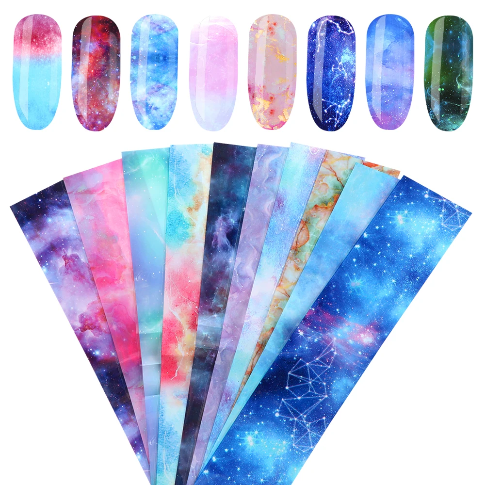 10Pcs Shining Nail Foil Sticker Holographic Starry Sky Adhesive Wraps Transfer Paper Marble Decal Gel Slider Nail Art Set New
10Pcs Shining Nail Foil Sticker Holographic Starry Sky Adhesive Wraps Transfer Paper Marble Decal Gel Slider Nail Art Set New