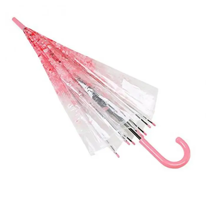 Fashion Transparent Parapluie Creative Women Rain Sun Umbrella Long Handle Cherry Blossom Mushroom Princess Romantic Umbrella