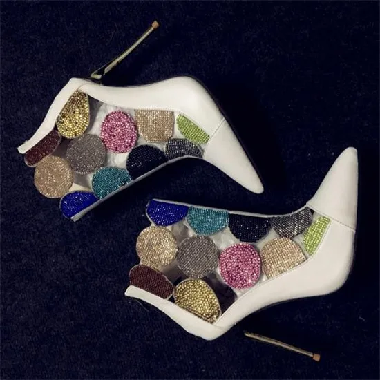 Fashion Mixed Color Crystal Summer Ankle Boots High Heels Gladiator Sandals Women Boots Wedding Shoes Woman Bootie Botas Mujer (3)