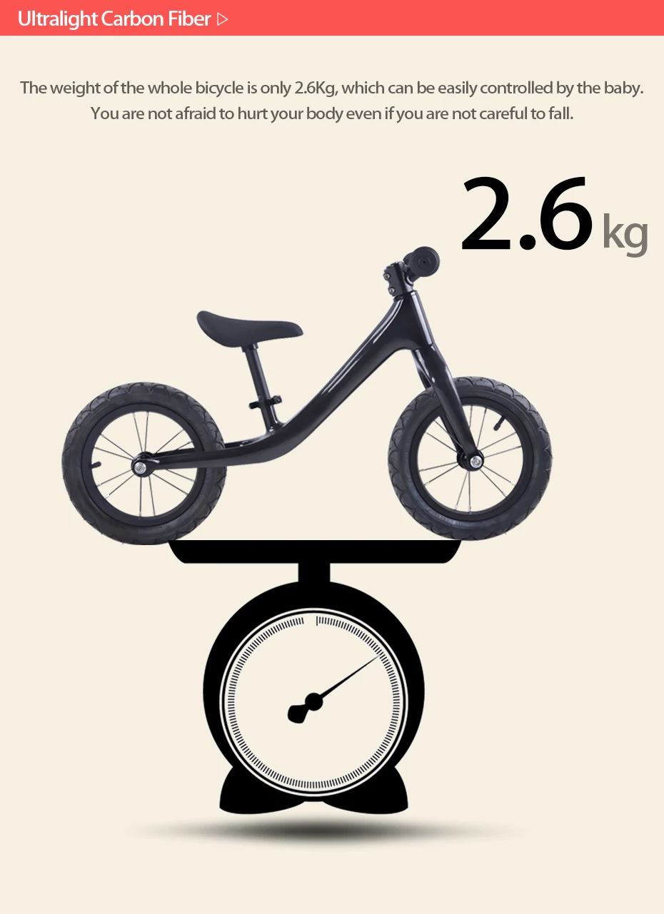 Excellent 2019 Carbon Fiber Children complete bike 12inch Kids Balance Bike No Pedal Baby Bicycle Fits children from 18 months to 6 years 25