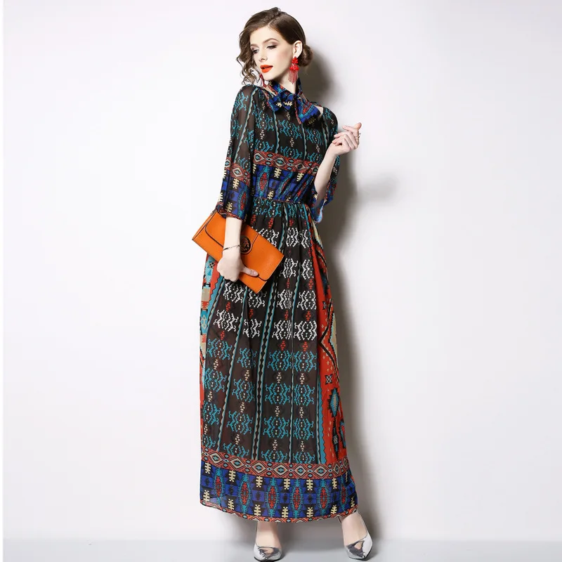 Women Autumn Long Maxi Print Dress 2019 Vintage Chiffon Holiday Bohemian Elegant Sashes Dresses Vestidos de verano robe
Women Autumn Long Maxi Print Dress 2019 Vintage Chiffon Holiday Bohemian Elegant Sashes Dresses Vestidos de verano robe