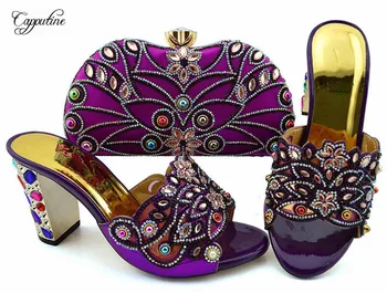 Graceful purple party set high heel shoes and purse bag set with crystal stones GFN1902, heel height 9cm
Graceful purple party set high heel shoes and purse bag set with crystal stones GFN1902, heel height 9cm