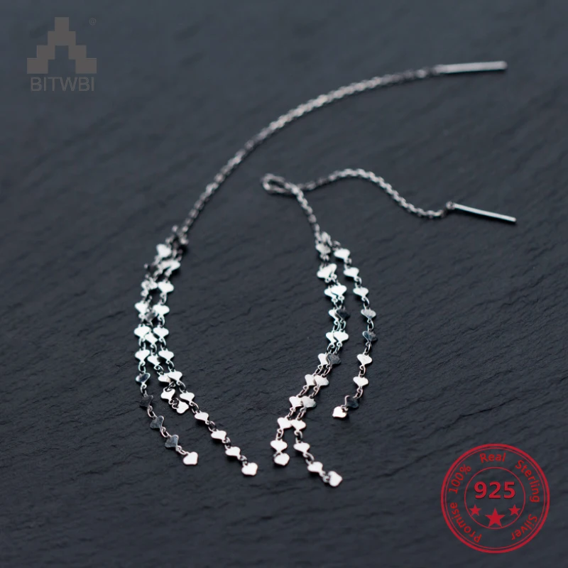 925 Sterling Silver Tiny Heart Tassel Threader Line Thread Long Earrings Fine Jewelry
925 Sterling Silver Tiny Heart Tassel Threader Line Thread Long Earrings Fine Jewelry