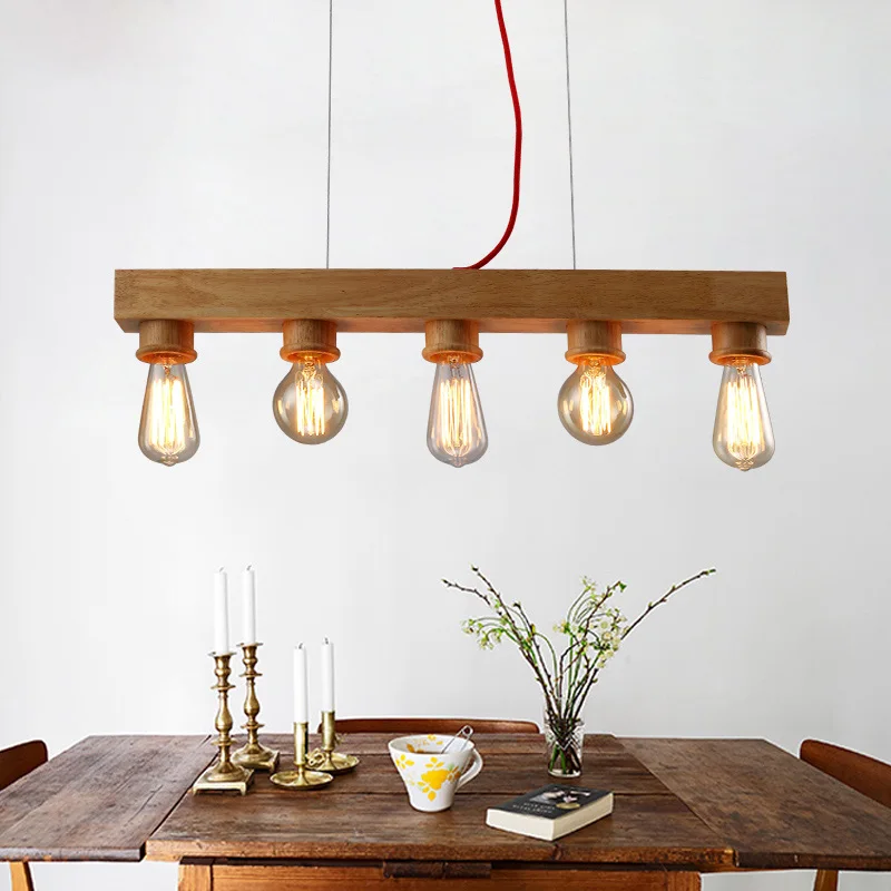 Vintage Wooden Suspension Wood Pendant light of 70*15cm, with E27 5 Pieces Edison Bulbs for Bar Cafe Room Lighting Fixture
Vintage Wooden Suspension Wood Pendant light of 70*15cm, with E27 5 Pieces Edison Bulbs for Bar Cafe Room Lighting Fixture