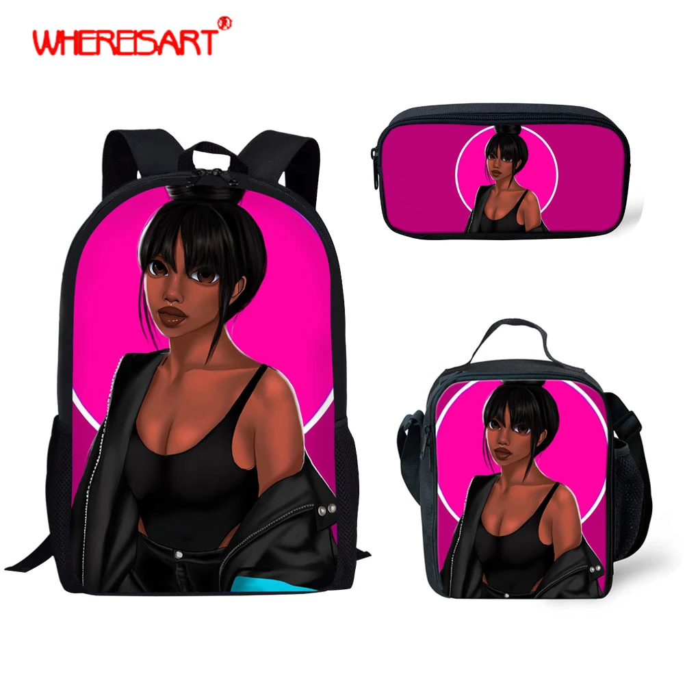 WHEREISART Children Backpack Set For Girls African Princess Black Girls Pattern Backpacks Orthopedic School Bags Student Satchel
WHEREISART Children Backpack Set For Girls African Princess Black Girls Pattern Backpacks Orthopedic School Bags Student Satchel