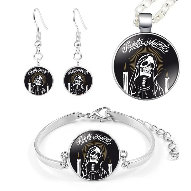 4PCS Santa Muerte Skull Jewelry Set Religion Jewelry Necklace Pendant Bracelet Earring Birthday Holiday Anniversary Gift Jewelry
4PCS Santa Muerte Skull Jewelry Set Religion Jewelry Necklace Pendant Bracelet Earring Birthday Holiday Anniversary Gift Jewelry