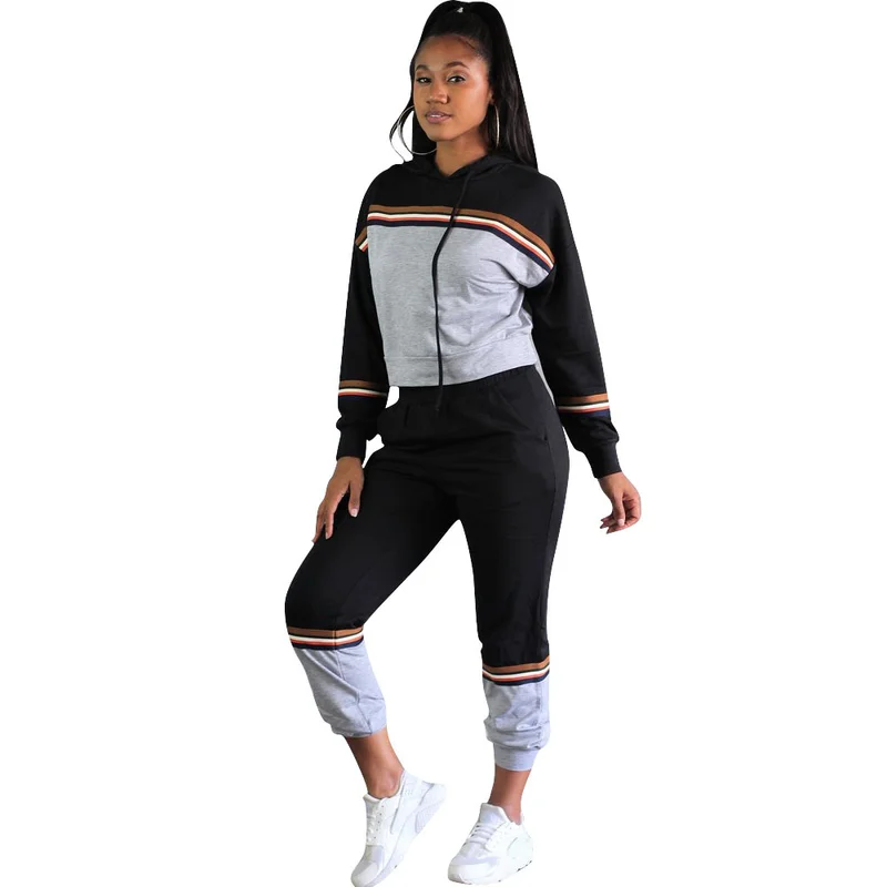 Women Stripe Patchwork Cotton Tracksuit Winter Long Sleeve Pullover Hooded Top + Jogger Pants 2 Two Piece Set Sportwear Outfits
Women Stripe Patchwork Cotton Tracksuit Winter Long Sleeve Pullover Hooded Top + Jogger Pants 2 Two Piece Set Sportwear Outfits
