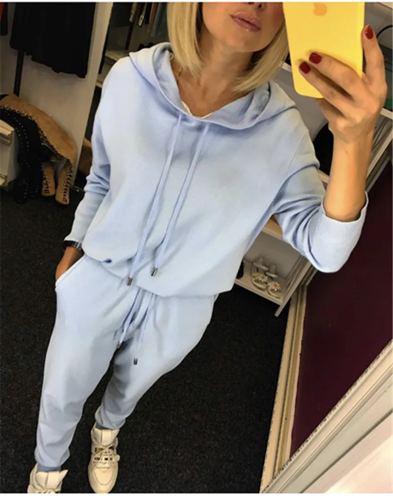 2019 Wool Cashmere Rushed Full Hooded Drawstring Autumn New Women's Suit Ice Knit Hoodie + Trousers Casual Two-piece Women
2019 Wool Cashmere Rushed Full Hooded Drawstring Autumn New Women's Suit Ice Knit Hoodie + Trousers Casual Two-piece Women