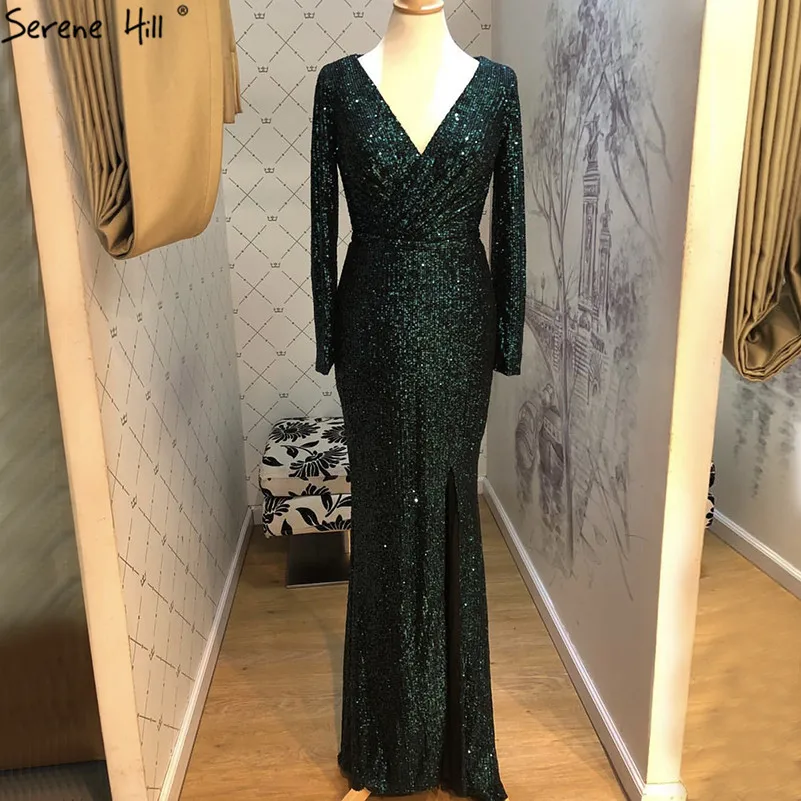 Dubai Green Sequined V-Neck Prom Dresses 2019 Luxury Long Sleeves Sparkle Prom Gowns Serene Hill BLA60970
Dubai Green Sequined V-Neck Prom Dresses 2019 Luxury Long Sleeves Sparkle Prom Gowns Serene Hill BLA60970