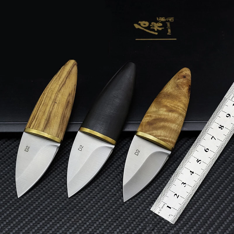 Dropshipping D2 Steel carry Tactical Knife Wooden Handle Fixed Blade EDC Knives Multi Mini Hunting With Leather | Инструменты