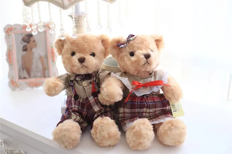 A pair 30CM Kawaii Teddy Bear Plush Toy Stuffed Couple teddy bear with cloth Soft Kids Toys Hight Quality 2018 New (14)