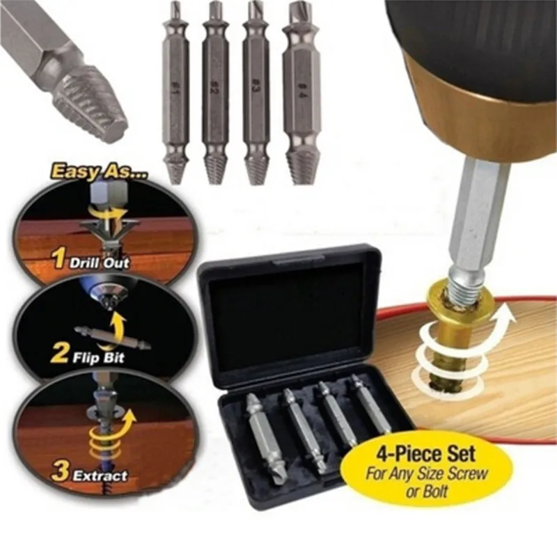 4Pcs/lot Screw Extractor Drill Bits Guide Set Broken Damaged Bolt Remover Double Ended Damaged Screw Extractor 1# 2# 3# 4#
4Pcs/lot Screw Extractor Drill Bits Guide Set Broken Damaged Bolt Remover Double Ended Damaged Screw Extractor 1# 2# 3# 4#