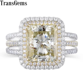 Transgems 14K 585 Two Tone Center 4.5ct 9X11mm Slight Yellow Radiant Cut Moissanite Double Halo Multiple Band Engagement Ring
Transgems 14K 585 Two Tone Center 4.5ct 9X11mm Slight Yellow Radiant Cut Moissanite Double Halo Multiple Band Engagement Ring