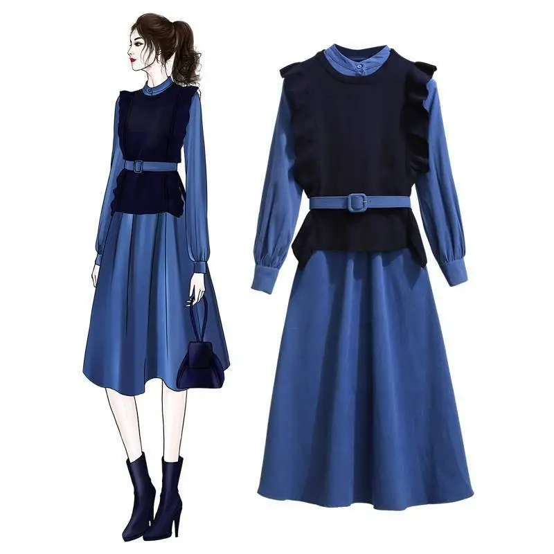 2019 Women Spring Autumn Elegant Simple Sets Female Ruffles Knitted Sweater Vest +Solid High Waist Pleated Dress 2pcs Sets L58
2019 Women Spring Autumn Elegant Simple Sets Female Ruffles Knitted Sweater Vest +Solid High Waist Pleated Dress 2pcs Sets L58