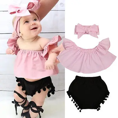 Newborn Baby Girl Clothes Set Off Shoulder Top Blouse Shirt+Shorts Pants Headband 3PCS Set Baby Girls Clothes Outfit
Newborn Baby Girl Clothes Set Off Shoulder Top Blouse Shirt+Shorts Pants Headband 3PCS Set Baby Girls Clothes Outfit