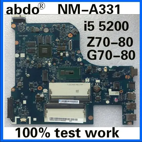 Abdo AILG1 NM-A331 motherboard for Lenovo G70-70 Z70-80 G70-80 notebook motherboard CPU i5 5200U GT920M 2G 100% test work
Abdo AILG1 NM-A331 motherboard for Lenovo G70-70 Z70-80 G70-80 notebook motherboard CPU i5 5200U GT920M 2G 100% test work