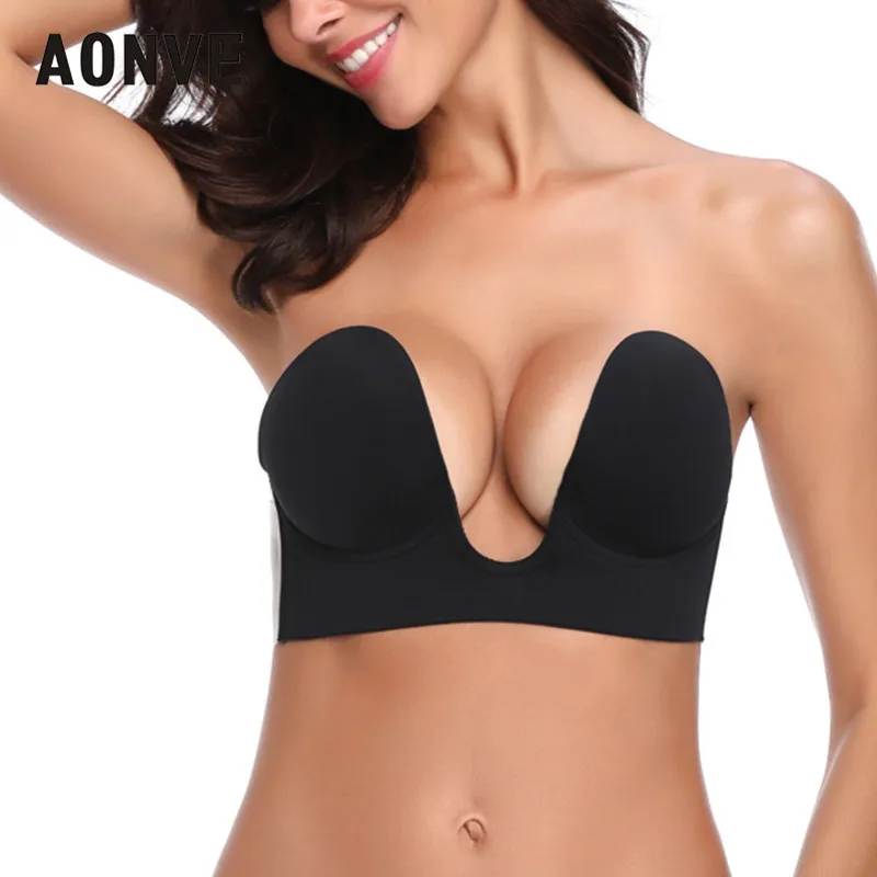 AONVE New Plunge U Push up Bra Adhesive Strapless Bras Seamless Bralet Backless Sexy Bra One Piece bralette Wedding brassiere
AONVE New Plunge U Push up Bra Adhesive Strapless Bras Seamless Bralet Backless Sexy Bra One Piece bralette Wedding brassiere