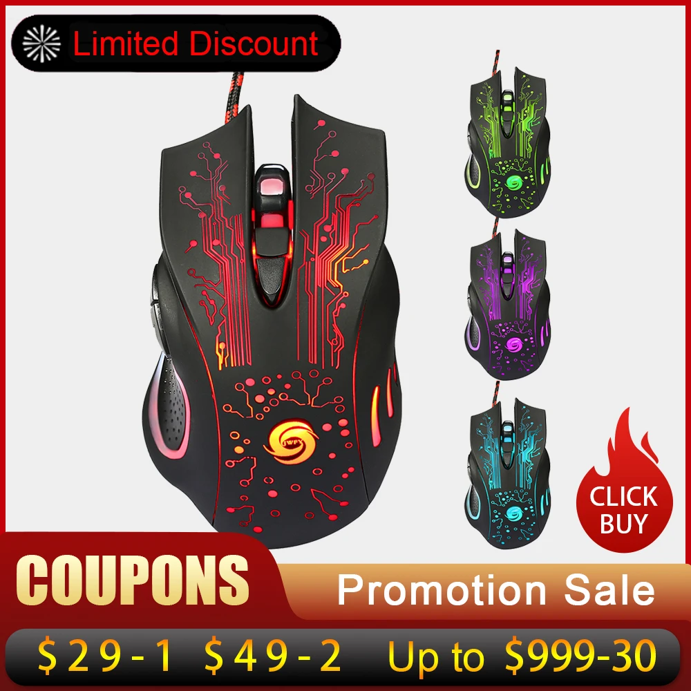 Professional USB Wired Gaming Mouse 5500 DPI Adjustable Optical Computer Mouse Mice with 6 Buttons LED Light Mouse for PC Laptop
Professional USB Wired Gaming Mouse 5500 DPI Adjustable Optical Computer Mouse Mice with 6 Buttons LED Light Mouse for PC Laptop