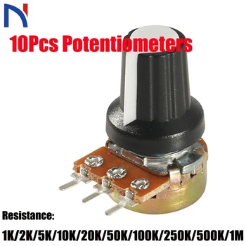 10 Pcs Potentiometer knob 10K 1K 100K 5K 50K OHM WH148 3Pin 15mm Shaft Nut 3 Terminal Linear Taper Rotary B10K for Arduino diy
10 Pcs Potentiometer knob 10K 1K 100K 5K 50K OHM WH148 3Pin 15mm Shaft Nut 3 Terminal Linear Taper Rotary B10K for Arduino diy