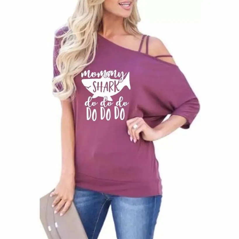 Fashion T-Shirt For Women Mommy Shark Do Do Do Letters Print Slanted Shoulder Sleeve Tshirt Tops T-Shirt Women Female Cropped
Fashion T-Shirt For Women Mommy Shark Do Do Do Letters Print Slanted Shoulder Sleeve Tshirt Tops T-Shirt Women Female Cropped