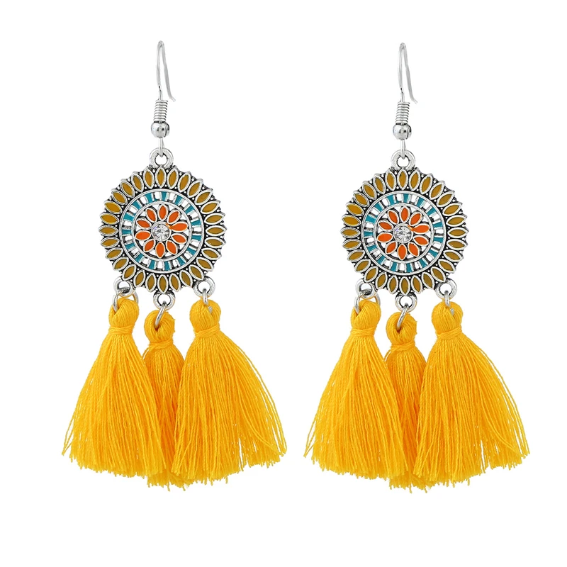 Round Shape Sunflower Multilayers Tassel Pendant Long Chain Stud Earrings Hanbok Boho Ear Clip For Women Wedding Enamel Mujer
Round Shape Sunflower Multilayers Tassel Pendant Long Chain Stud Earrings Hanbok Boho Ear Clip For Women Wedding Enamel Mujer
