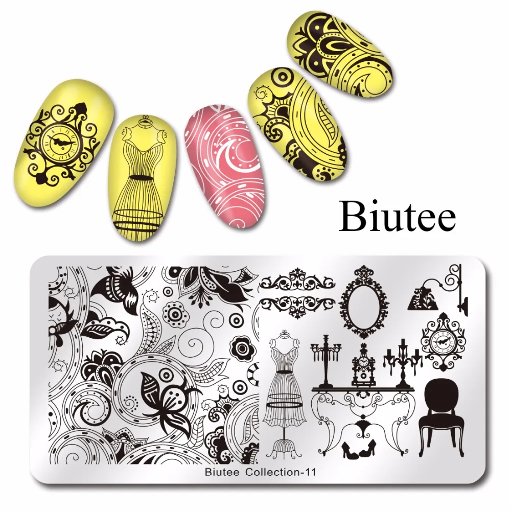 1Pc Biutee Nail Plate Lace Cute Lovely Dress Mirror Leaves Flowers Nail Template 12*6cm
1Pc Biutee Nail Plate Lace Cute Lovely Dress Mirror Leaves Flowers Nail Template 12*6cm