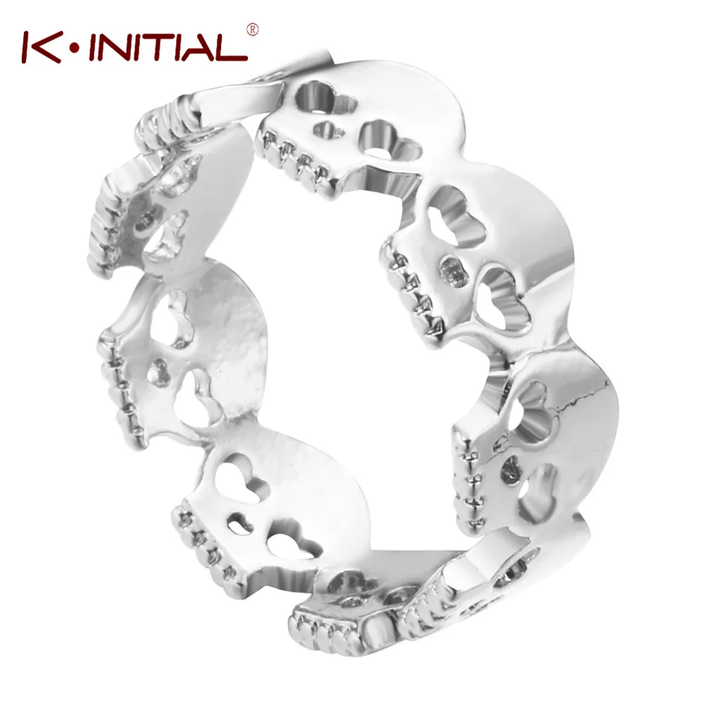 Kinitial 1 Шт. Золото Посеребренная Сердце Череп Кольца для Женщин скелет Кольцо Boho