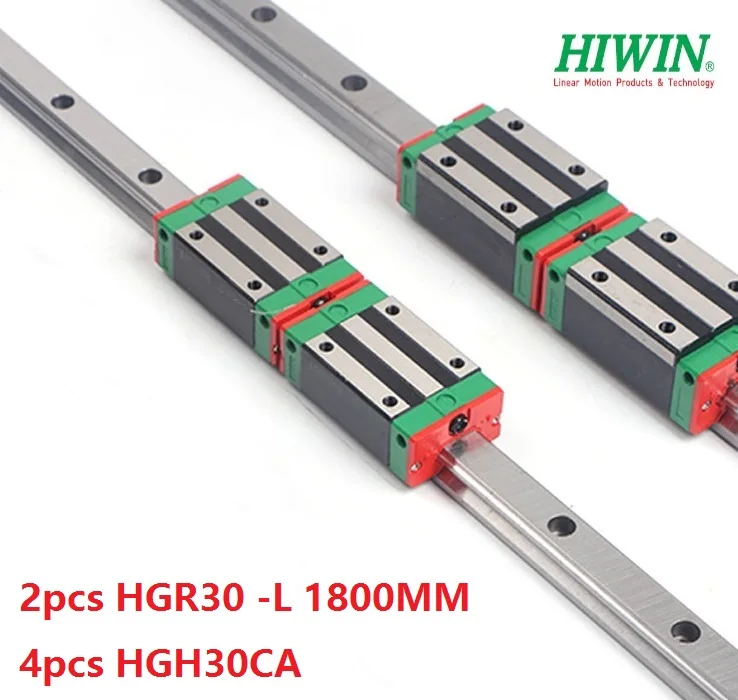 

2pcs 100% original Hiwin linear guide rail HGR30 -L 1800mm + 4pcs HGH30CA linear narrow block for cnc router