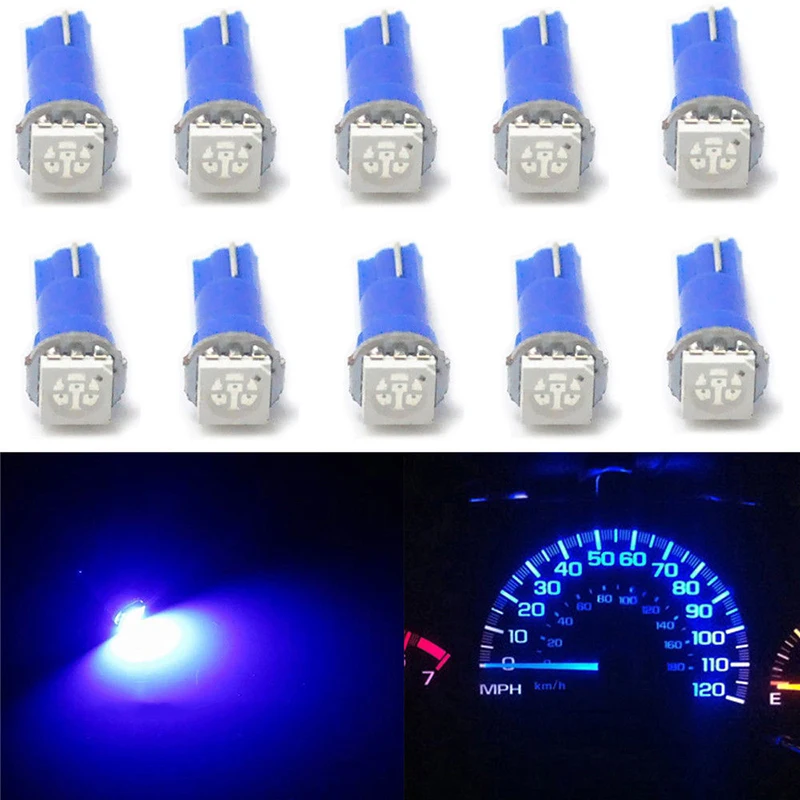 L 10pcs/lots T5 70 73 74 12V 1SMD LED Blue Dashboard Cluster Gauge Wedge Light