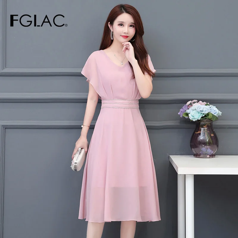 FGLAC Women dress Fashion casual short sleeve chiffon dress Elegant slim solid color summer dress vestidos
FGLAC Women dress Fashion casual short sleeve chiffon dress Elegant slim solid color summer dress vestidos