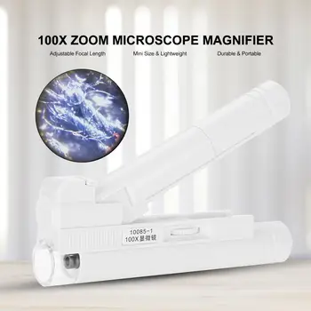 100X Zoom Microscope Double Tube Jewelry Magnifier Pocket Magnifying Glass with LED Light for Nail Art Tool
100X Zoom Microscope Double Tube Jewelry Magnifier Pocket Magnifying Glass with LED Light for Nail Art Tool