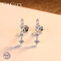 CZCITY дизайн изысканные серьги-гвоздики из стерлингового серебра 925 пробы для женщин для свиданий Роскошные Модные CZ женские ювелирные издел...