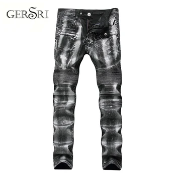 Gersri Men's Biker Jeans Pants Slim Fit Pleated Motocycle Denim Trousers Brand Designer Multi Zippers Straight Male Pants
Gersri Men's Biker Jeans Pants Slim Fit Pleated Motocycle Denim Trousers Brand Designer Multi Zippers Straight Male Pants
