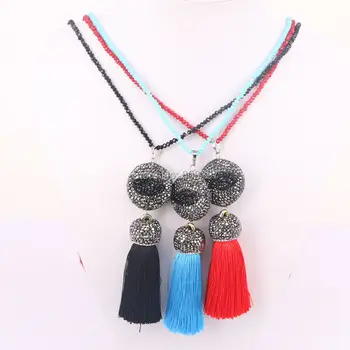 6Pcs Handmade Jewelry Necklaces, Crystal Glass Beads chain with Rhinestone Pave Bead & Silk tassel pendant necklace
6Pcs Handmade Jewelry Necklaces, Crystal Glass Beads chain with Rhinestone Pave Bead & Silk tassel pendant necklace