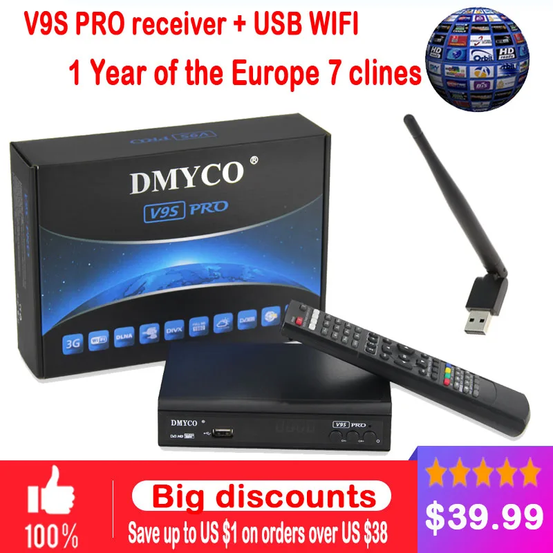 1 Year Free Europe C code HD Digital TV Satellite Decoder V9S PRO HD DVB-S2 Support code powervu Youtube+USB wifi
1 Year Free Europe C code HD Digital TV Satellite Decoder V9S PRO HD DVB-S2 Support code powervu Youtube+USB wifi